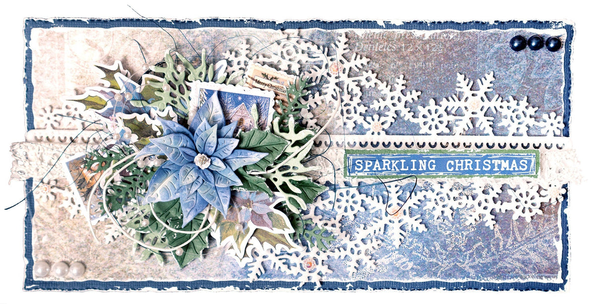 JMA Matrice de découpe Flocon & Poinsettia Noël Vintage 105x210x1mm 15 PC nr.719
