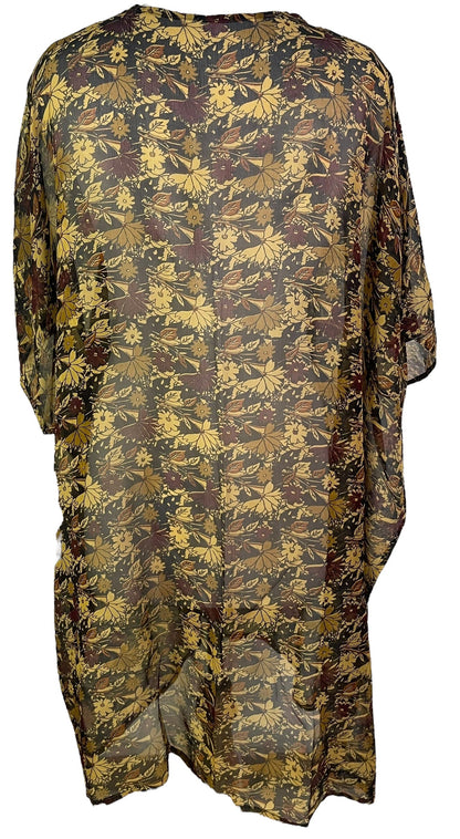 PCH6641 Kaftan mi-long en pure soie très transparente Avatar