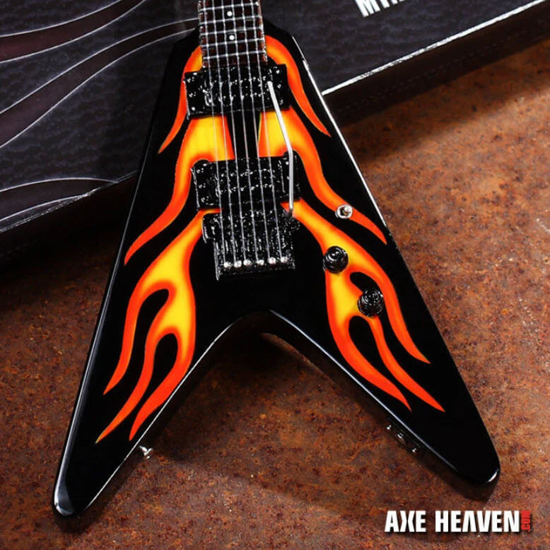 Réplique Miniature de Guitare James Hetfield Hot Rod Flames V Objet de Collection