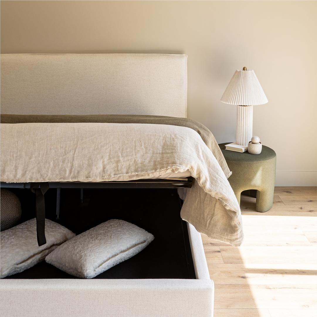 Lit plateforme de rangement Watkins – Crème