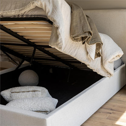 Lit plateforme de rangement Watkins – Crème