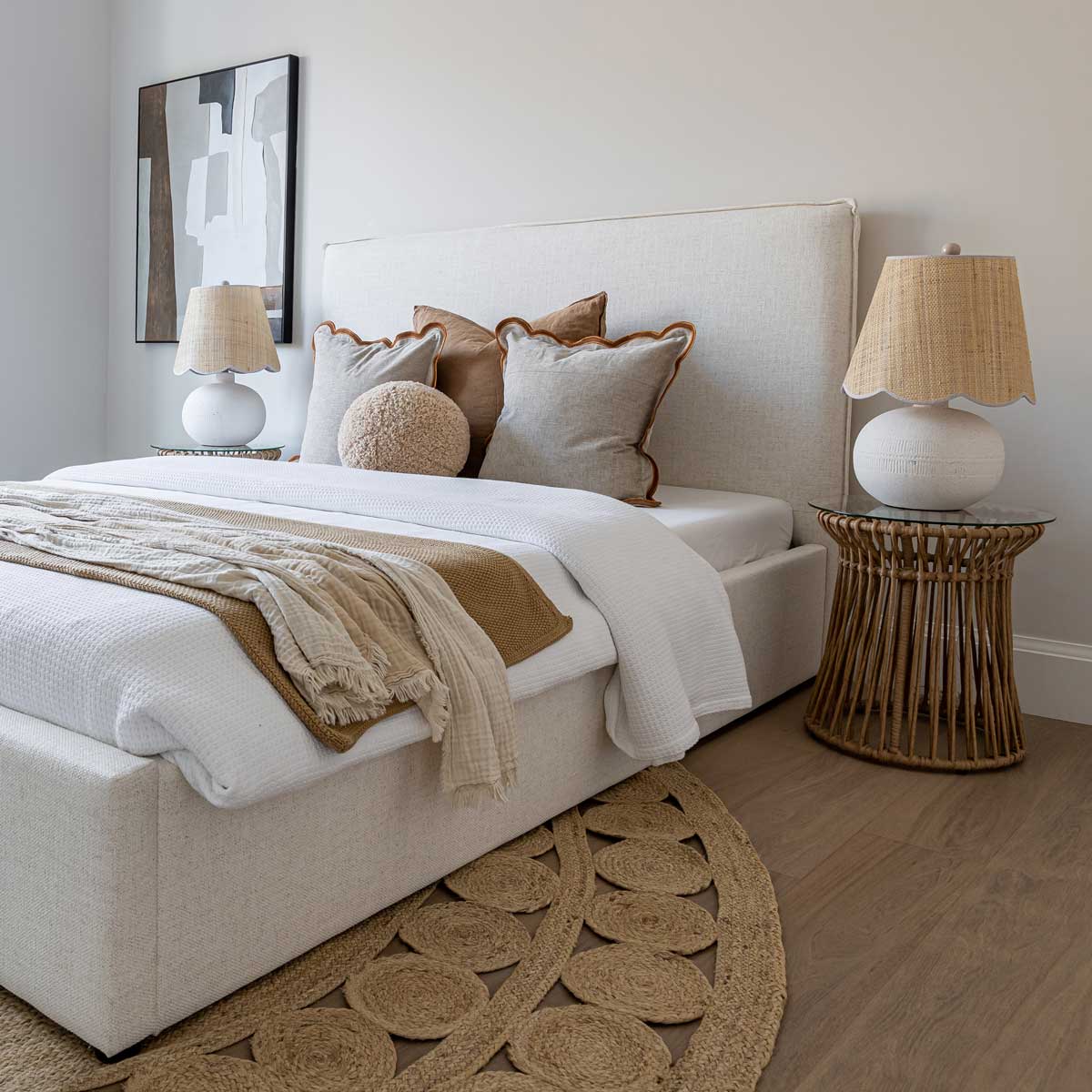 Lit plateforme de rangement Watkins – Crème