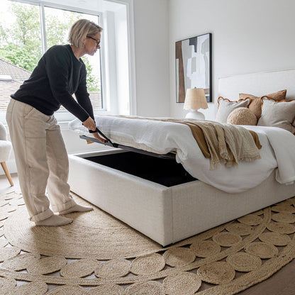 Lit plateforme de rangement Watkins – Crème