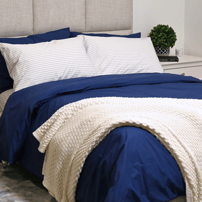 Housse de couette et taies d'oreiller en percale de coton bio essentielle