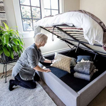 Lit de rangement Justin Queen - Greige