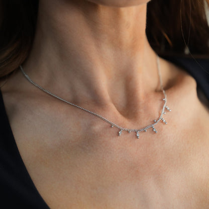 Style KALPI : Collier en chaîne avec zircons et perles en argent