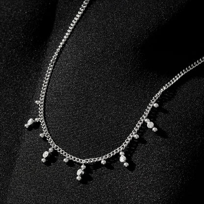 Style KALPI : Collier en chaîne avec zircons et perles en argent