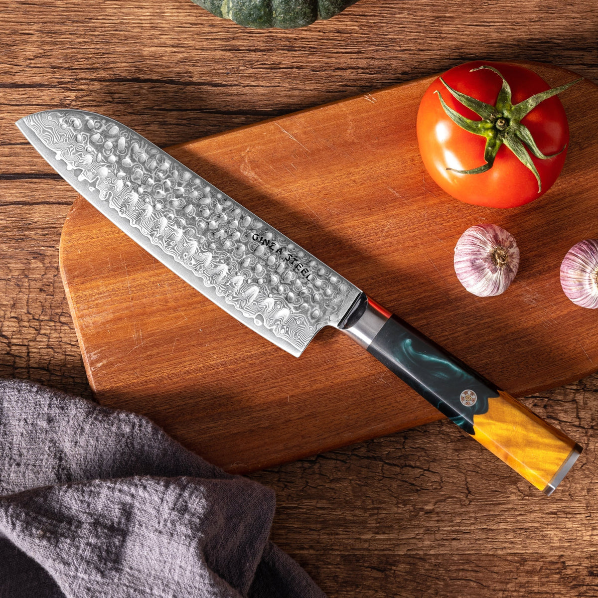 Kaze Katana Santoku Knife 7″ | Damascus Steel by Ginza Steel