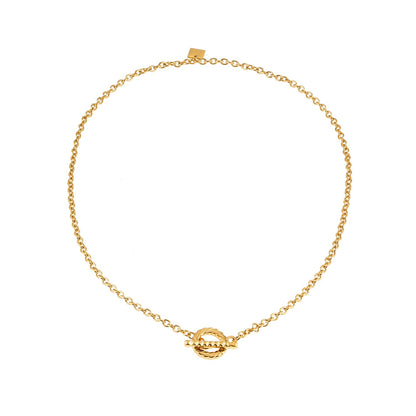 KETCHIGAN Gold: Classic Chain with Textured T-Bar & Ring Pendant Necklace