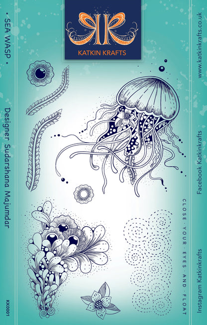 Katkin Krafts Sea Wasp 6 po x 8 po Ensemble de Timbres Transparents