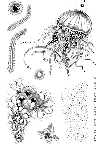 Katkin Krafts Sea Wasp 6 po x 8 po Ensemble de Timbres Transparents