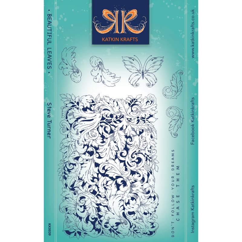 Tampons transparents Katkin Krafts Beautiful Leaves 6 po x 8 po