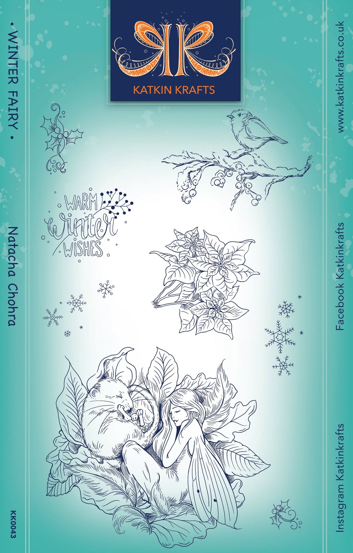 Katkin Krafts Fée d'Hiver — Jeu de Tampons Transparents 6 po x 8 po
