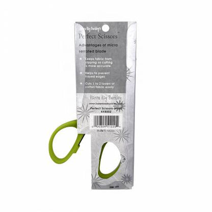 Ciseaux parfaits Karen Kay verts 4-3/16 po petite lame micro-dentelée antidérapante