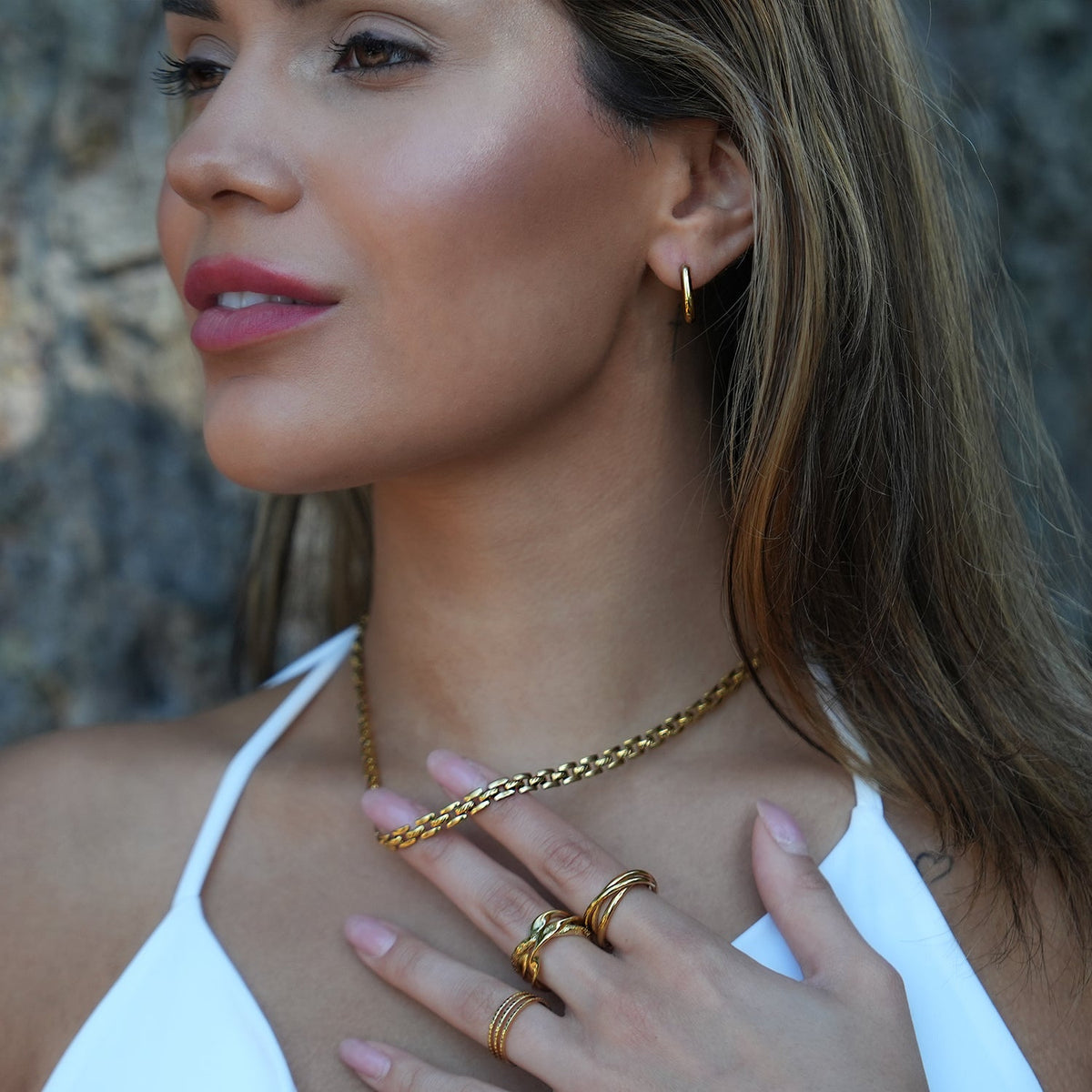 Style KOVVUR : Collier double chaîne rétro en or