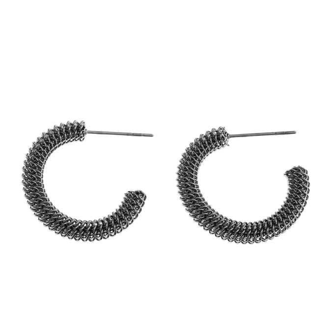 Boucles d'oreilles créoles KUMASI en argent richement texturé