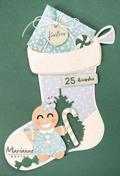 Pochoir Marianne Design - Chaussette De Noël Par Marleen