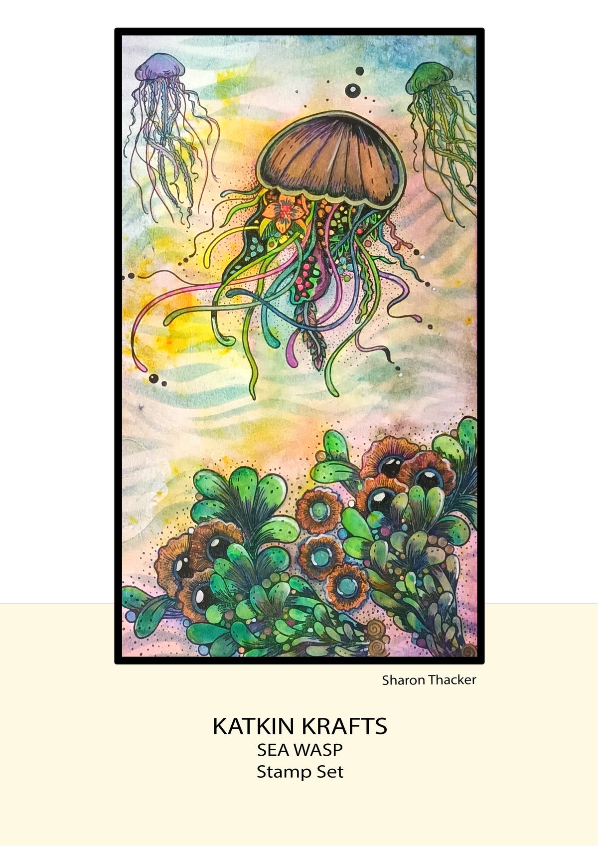 Katkin Krafts Sea Wasp 6 po x 8 po Ensemble de Timbres Transparents