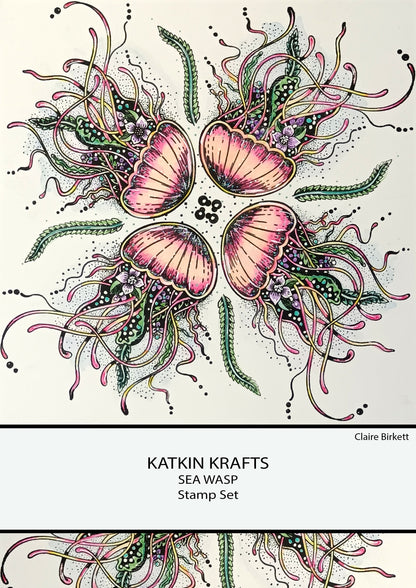 Katkin Krafts Sea Wasp 6 po x 8 po Ensemble de Timbres Transparents