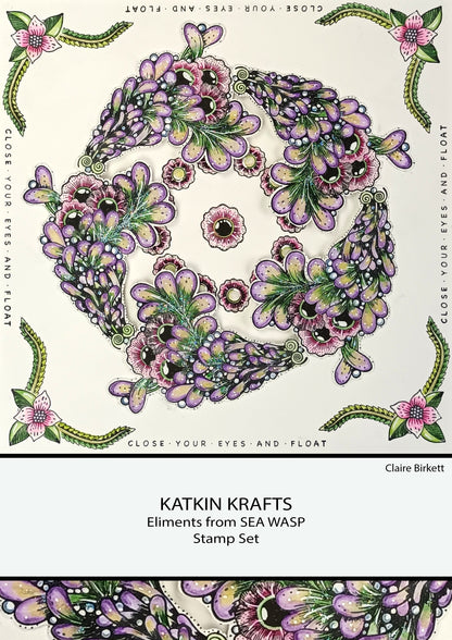 Katkin Krafts Sea Wasp 6 po x 8 po Ensemble de Timbres Transparents
