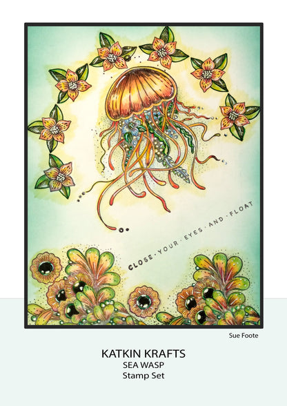 Katkin Krafts Sea Wasp 6 po x 8 po Ensemble de Timbres Transparents