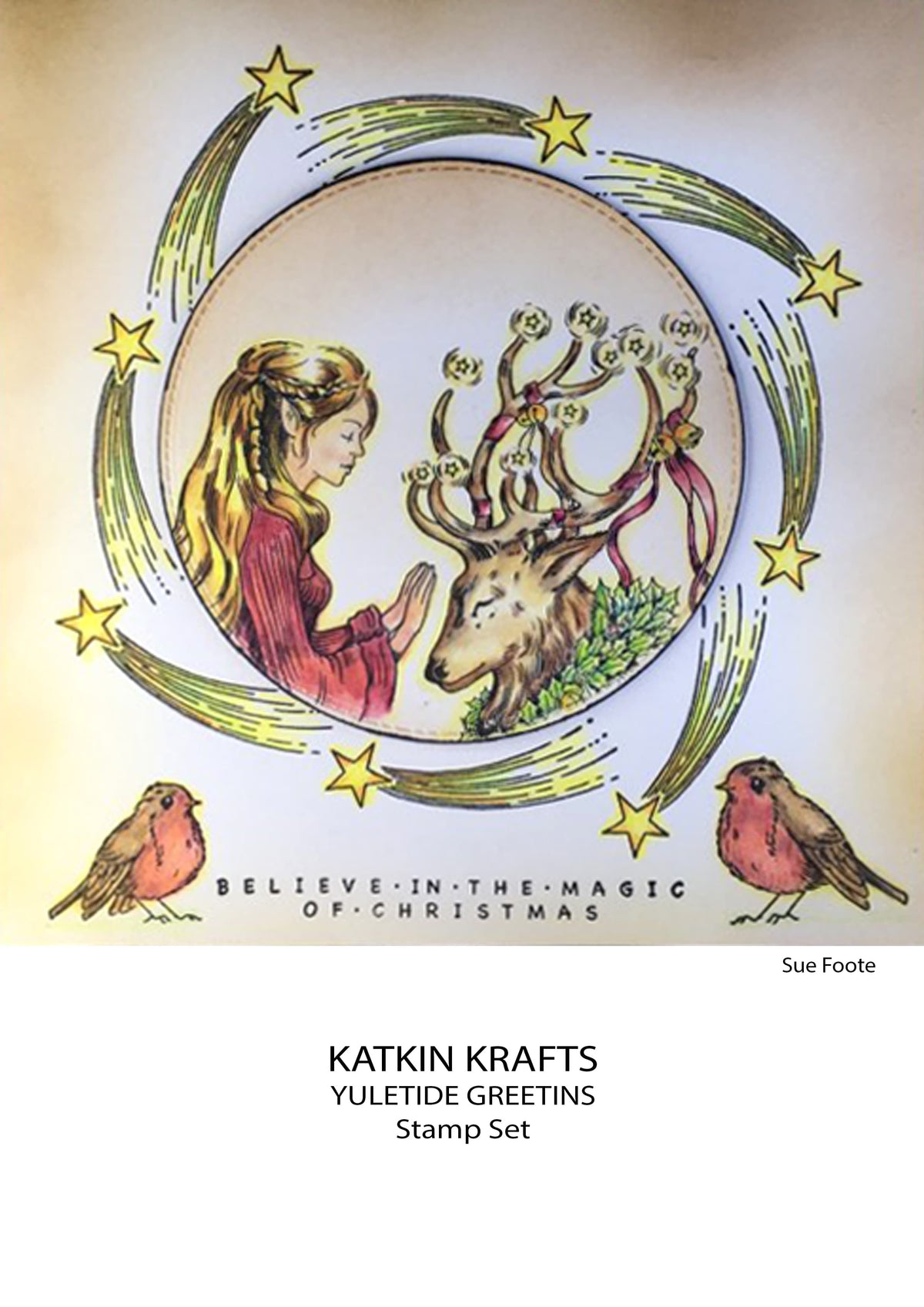 Katkin Krafts Vœux de Noël – Lot de tampons transparents 6 po x 8 po