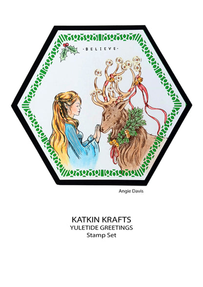 Katkin Krafts Vœux de Noël – Lot de tampons transparents 6 po x 8 po