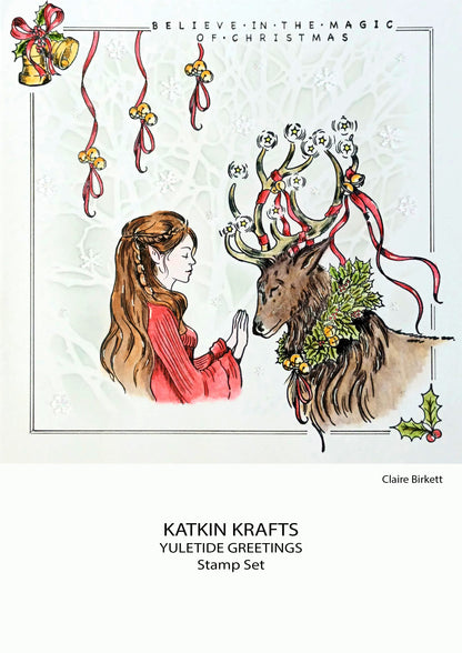 Katkin Krafts Vœux de Noël – Lot de tampons transparents 6 po x 8 po
