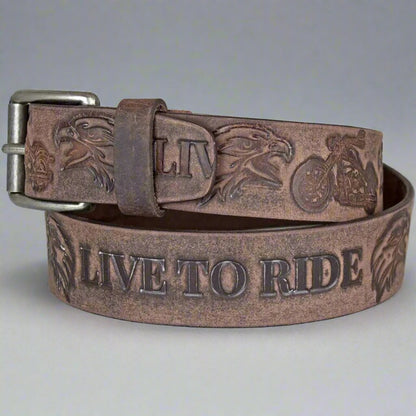 Ceinture Keldon en cuir pleine fleur pour homme, boucle amovible Live To Ride