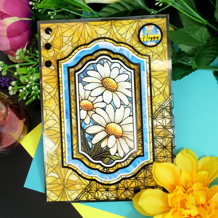 Acétate fleuri de luxe à effet vitrail