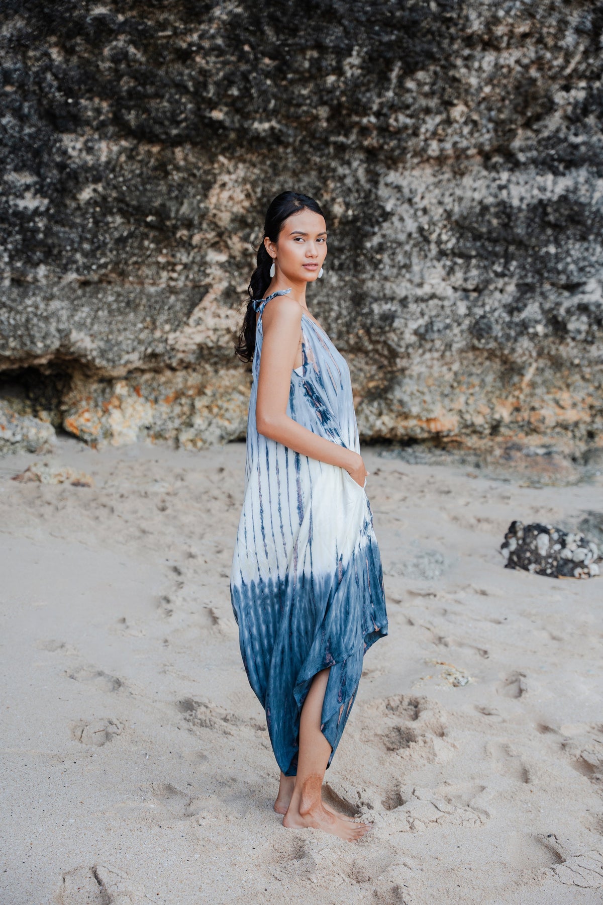Tie Dye Lapis Ombre Romper - Grey & Cream