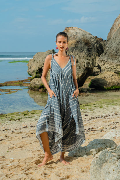 Combinaison courte tie-dye Bone - Gris et blanc