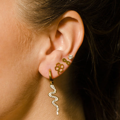 FANG: Zirconia Embedded Serpent Drop Earrings