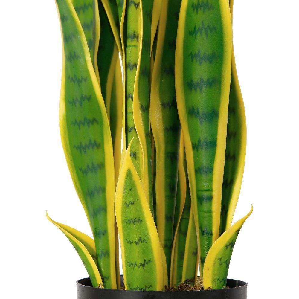 Plante en pot artificielle Sansevieria Luna serpentin jaune et verte (plusieurs tailles)