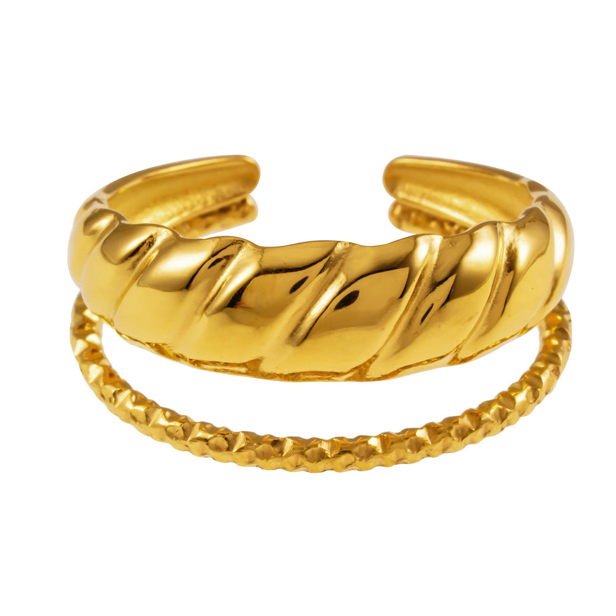 LYAM : Bague texturée double épaisseur contrastée