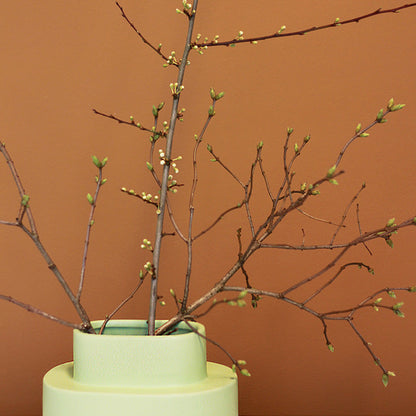 Vase en céramique superposé - Glaçure mate vert clair