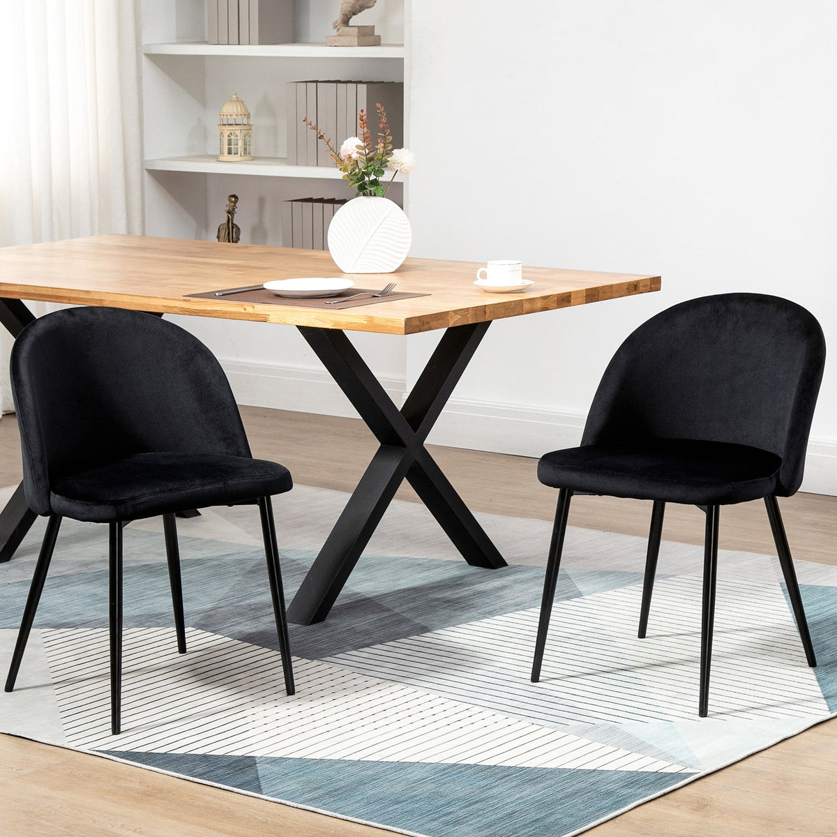 Lot de 2 chaises de salle à manger à dossier mi-hauteur Dylan - Noir