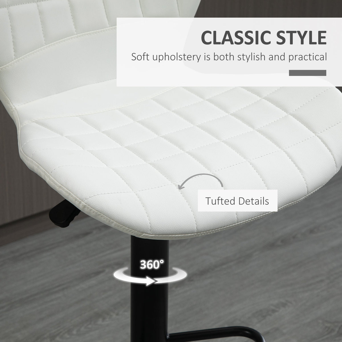 Tabourets de comptoir/bar Avion avec hauteur réglable et pivotant-Lot de 2-Blanc