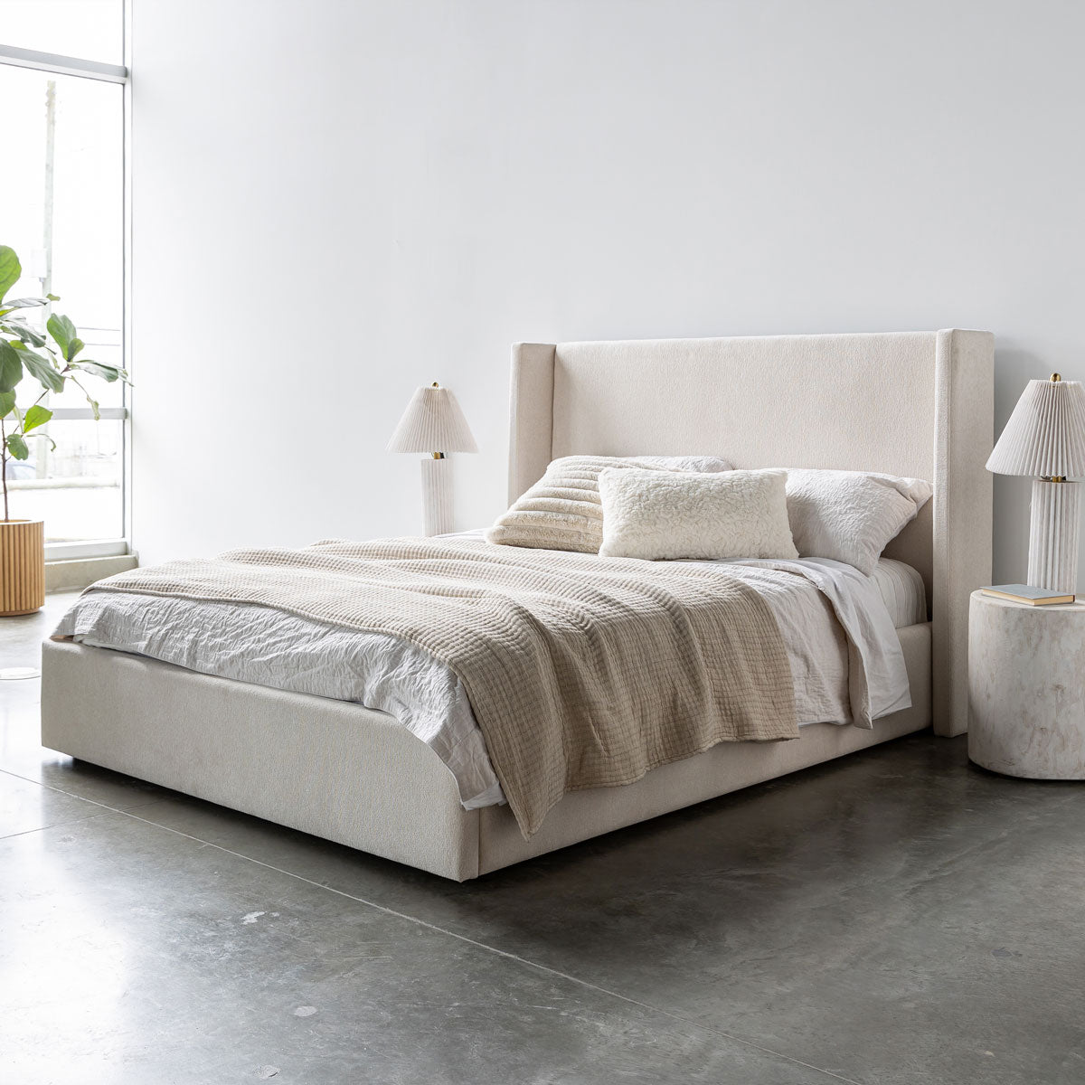 Lit Angie tiroir de rangement moderne – Crème