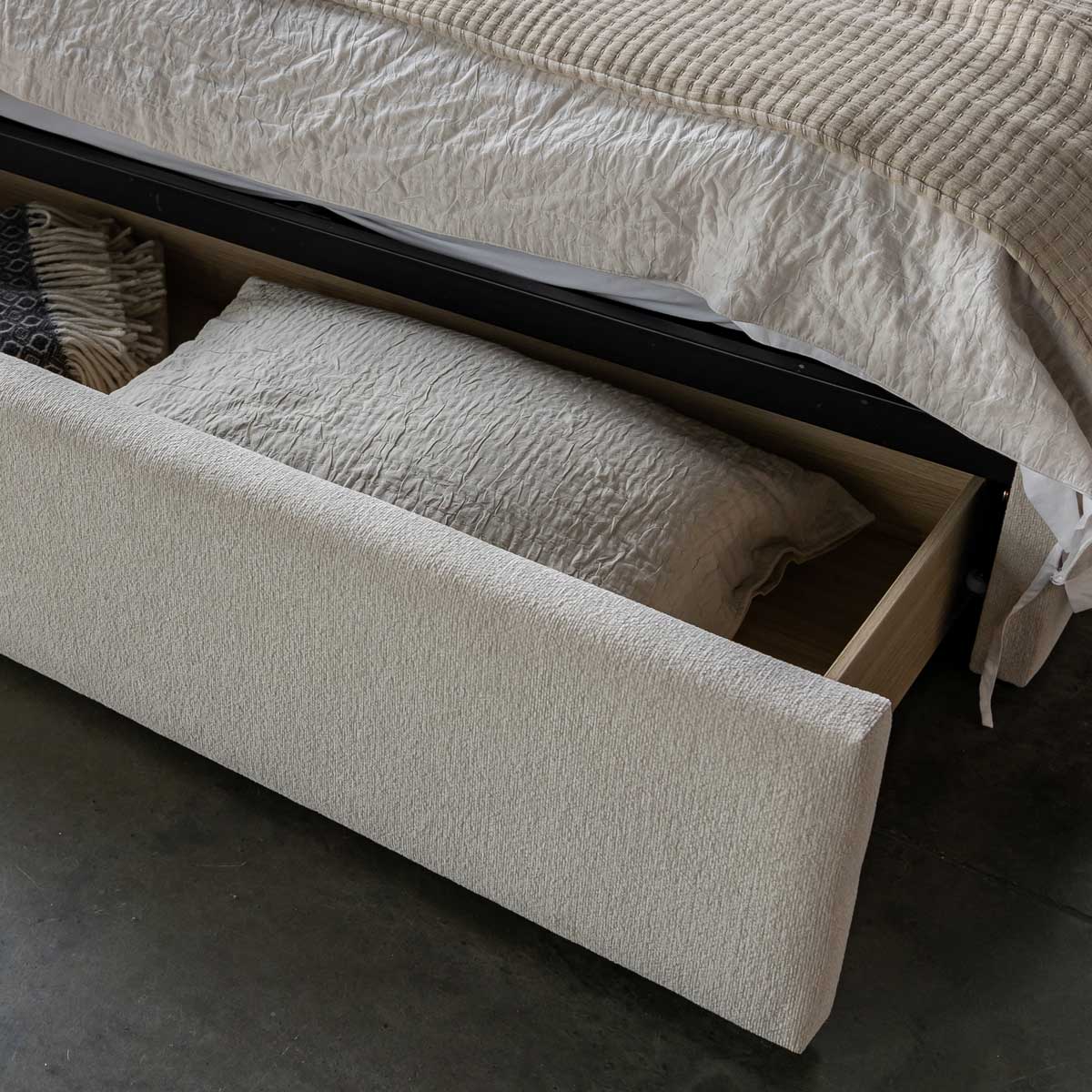 Lit Angie tiroir de rangement moderne – Crème