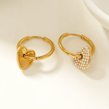MAABU Gold : Créoles d'inspiration vintage avec pendentif cœur amovible serti de zircons