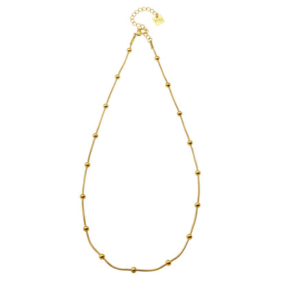 MAKARIA:  Snake-Skin Textured Chain Necklace with Ball Shaped Beads