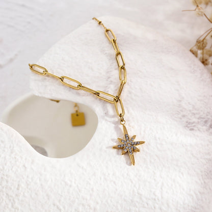 MALVINA Mix Gold Chain with Zirconia Studded Star Pendant