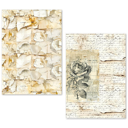 Lot de 24 feuilles de papier de soie A5 – Manuscrit vintage
