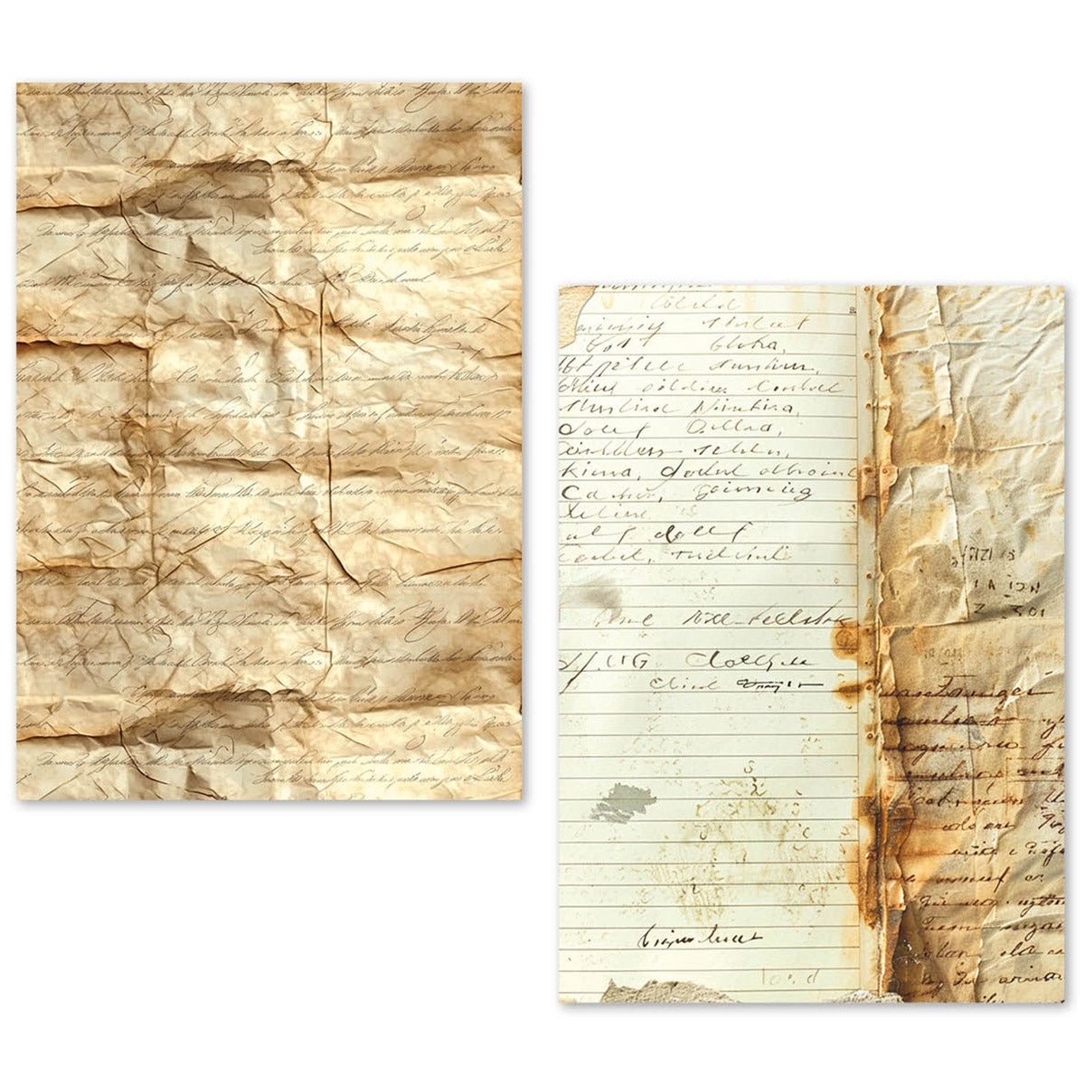Lot de 24 feuilles de papier de soie A5 – Manuscrit vintage