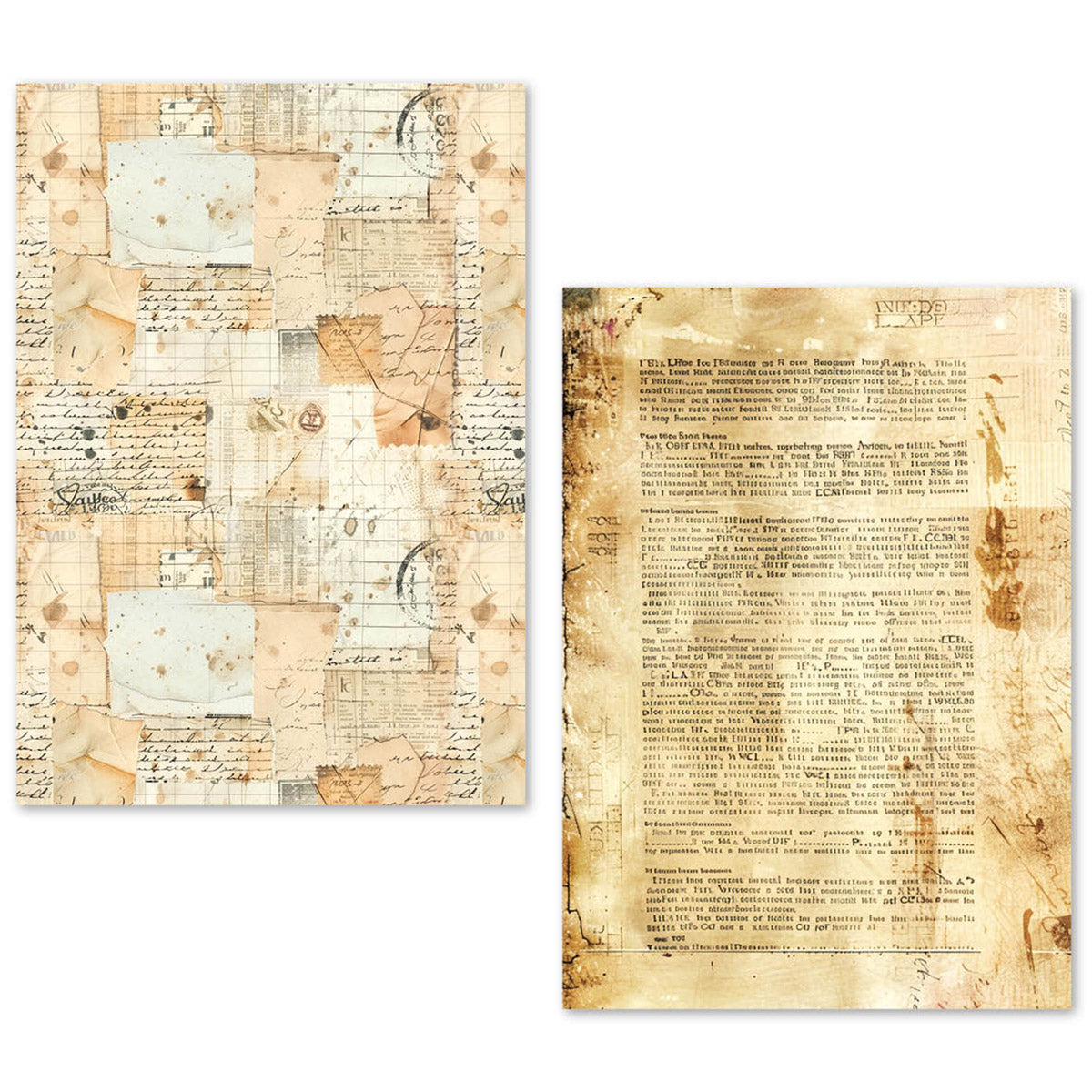 Lot de 24 feuilles de papier de soie A5 – Manuscrit vintage