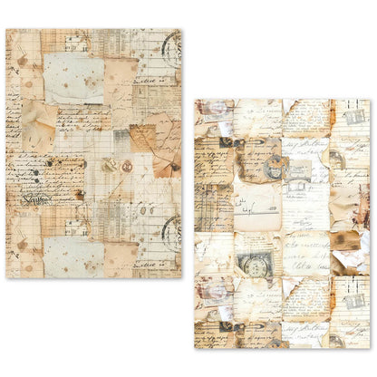 Lot de 24 feuilles de papier de soie A5 – Manuscrit vintage