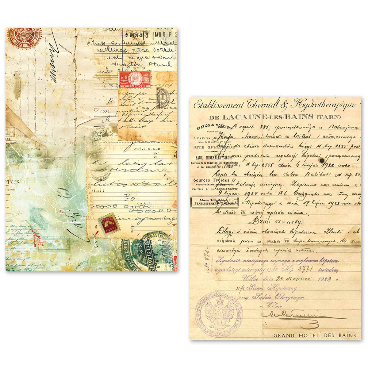 Lot de 24 feuilles de papier de soie A5 – Manuscrit vintage