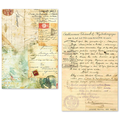 Lot de 24 feuilles de papier de soie A5 – Manuscrit vintage