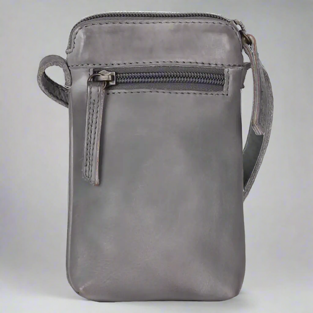 Sac bandoulière en cuir petite taille MET | Sac compact pour téléphone avec poches avant et arrière